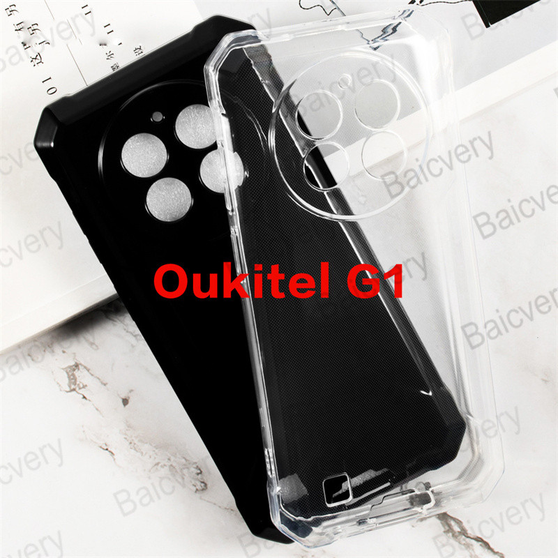 สําหรับ Oukitel G1 โปร่งใสสีดําซิลิคอน TPU Anti-drop โทรศัพท์ฝาครอบป้องกัน