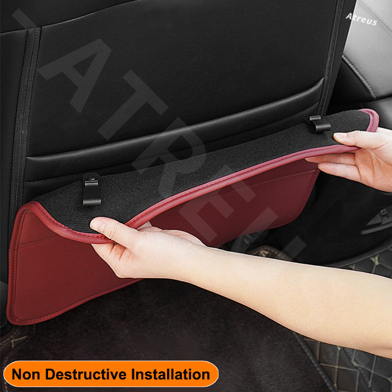 Mazda เครื่องหนัง แผ่นรองเบาะรถยนต์ ป้องกันการเตะ กันน้ำ เบาะหลังรถฝาครอบป้องกัน มีถุงเก็บของ 2 3 CX5 CX30 CX8 CX3 Mazda2 6 5 CX9 BT50