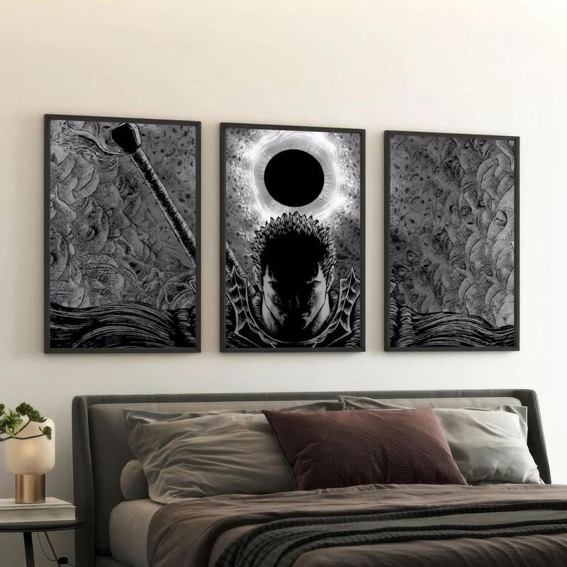 โปสเตอร์อนิเมะ Berserk Guts 3 ชิ้นและ 1 ชิ้น Berserk Manga โปสเตอร์อนิเมะสําหรับคนรัก Berserk