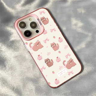 แมวโบว์น่ารัก เคสไอโฟนหรูหราไฮโซ เคสโทรศัพท์ For iPhone 11 13 12 14 15 16 Pro Max 8P 7Plus X XR XS Max SE เคส กันกระแทก