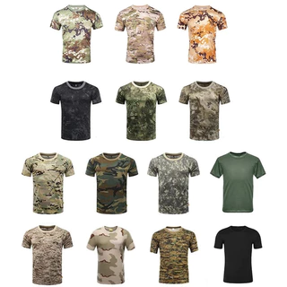 ฤดูร้อนแห้งเร็วป่าพรางเสื้อยืดMan Jungle Desert Camouกราฟิกเสื้อยืดสําหรับชายผ้ายิมฟิตเนสท็อปส์Teeเสื้อ