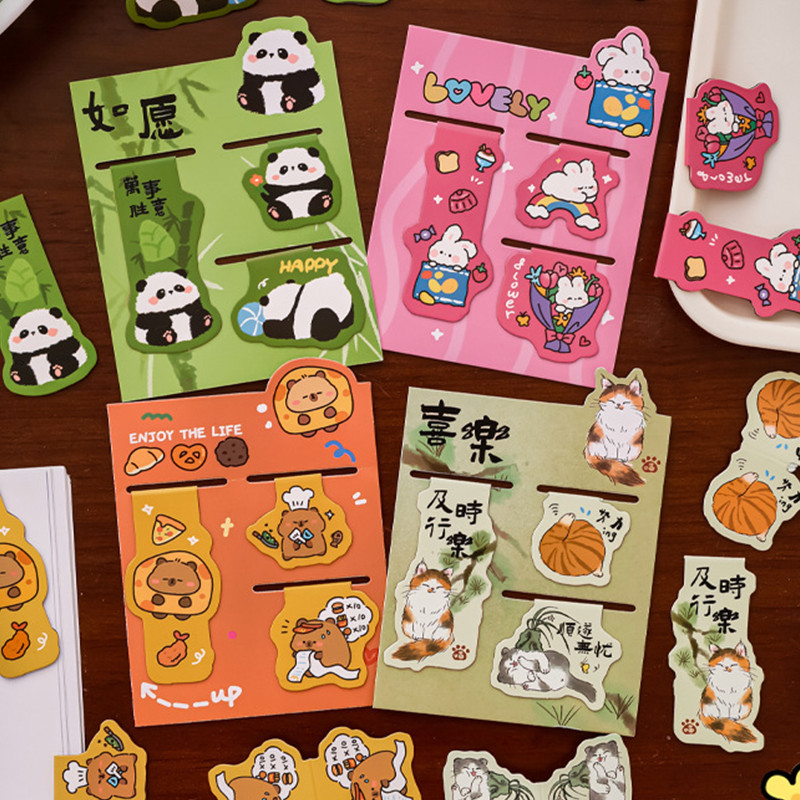 3 ชิ้นสัตว์น่ารักชุดแม่เหล็กบุ๊คมาร์คนักเรียนพับมินิหนังสือผู้ถือหน้า