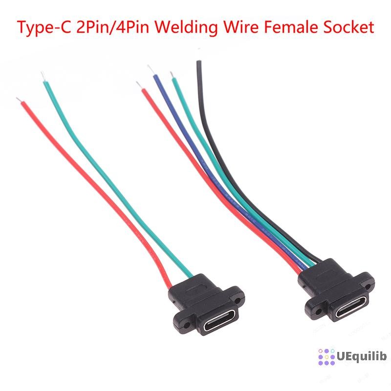 Uequilib Type-C 2Pin 4Pin ลวดเชื่อมหญิงกันน้ําหญิงซ็อกเก็ตแหวนยางHigh Current Fastชาร์จพอร์ตใหม่