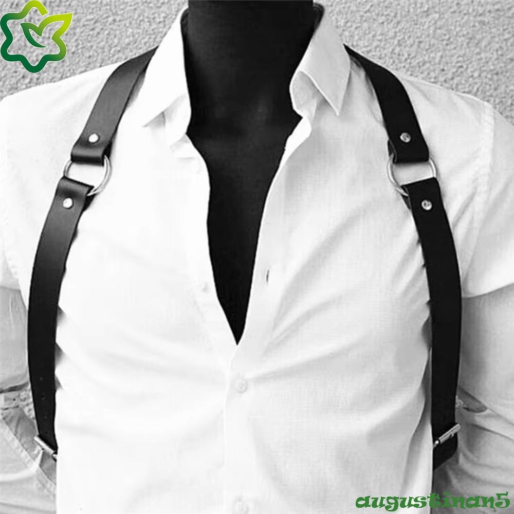 Augustinan สายรัดเข็มขัดเอว, หนัง PU Shaping หน้าอก Body Corset สายรัด, Simple Street Buckle Punk Body Harness อุปกรณ์เสื้อผ้าเอว