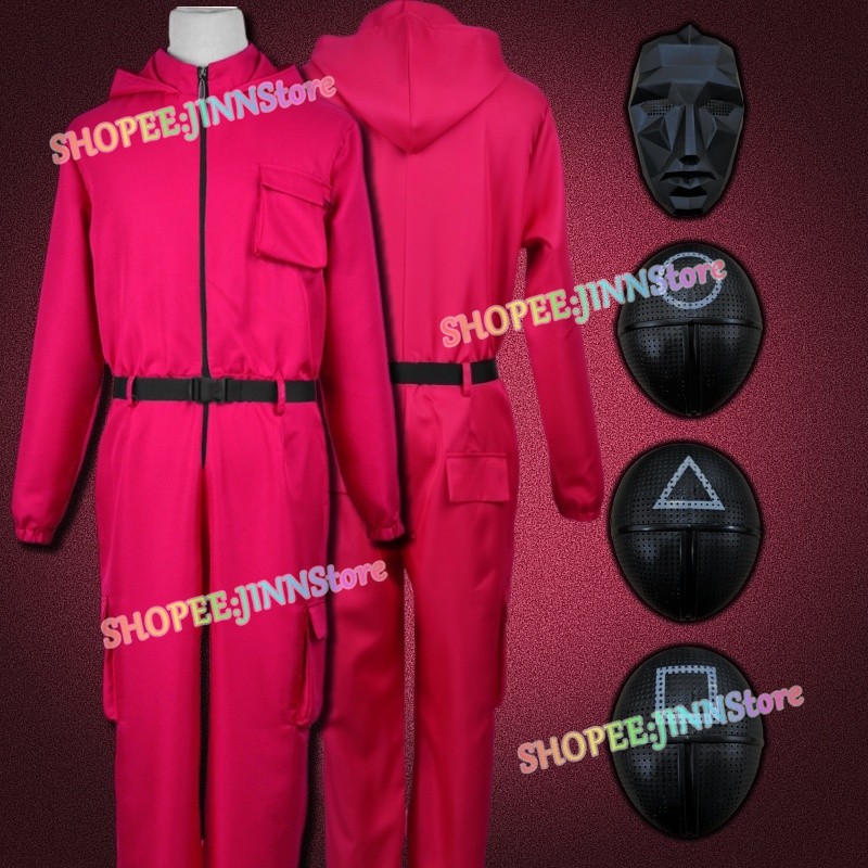 - Jinn - SQUID Game NPC คอสเพลย์เครื่องแต่งกายเกม Manager คอสเพลย์ Jumpsuit ชุด Carnival อะนิเมะเครื