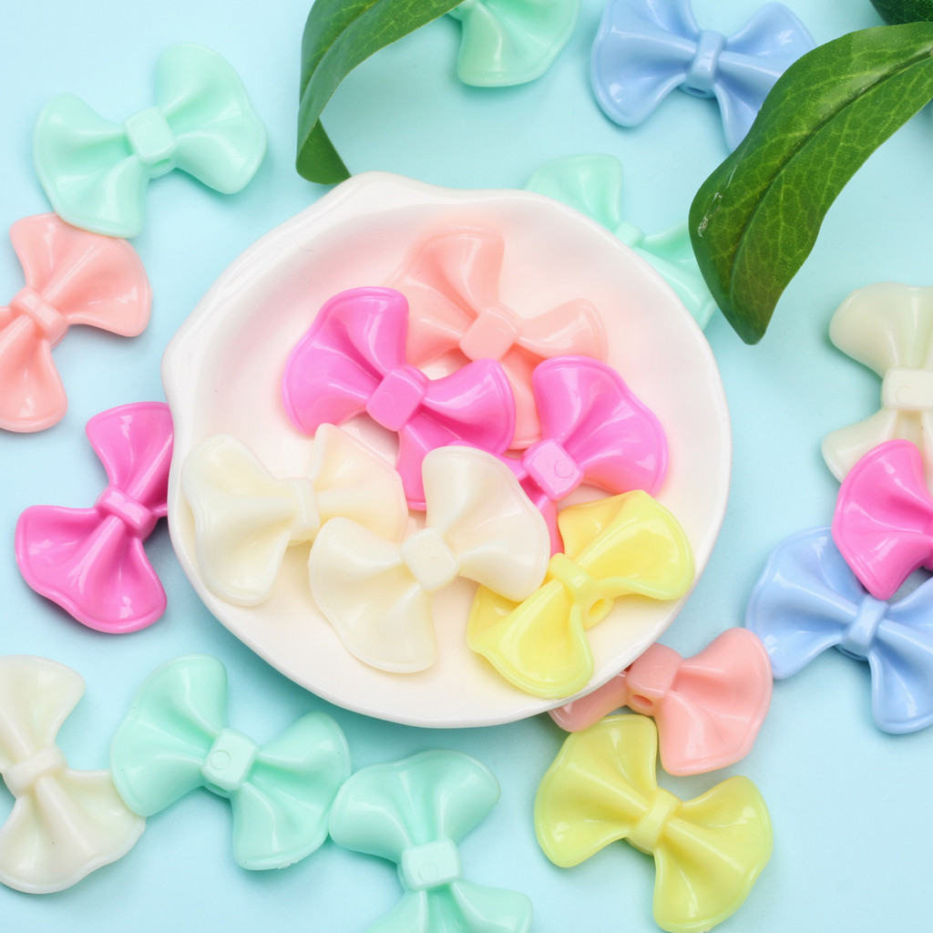 ลูกปัดโบว์ สีพื้น สําหรับทําเครื่องประดับ สร้อยข้อมือ ต่างหู 23.2*31 มม. DIY 10 ชิ้น