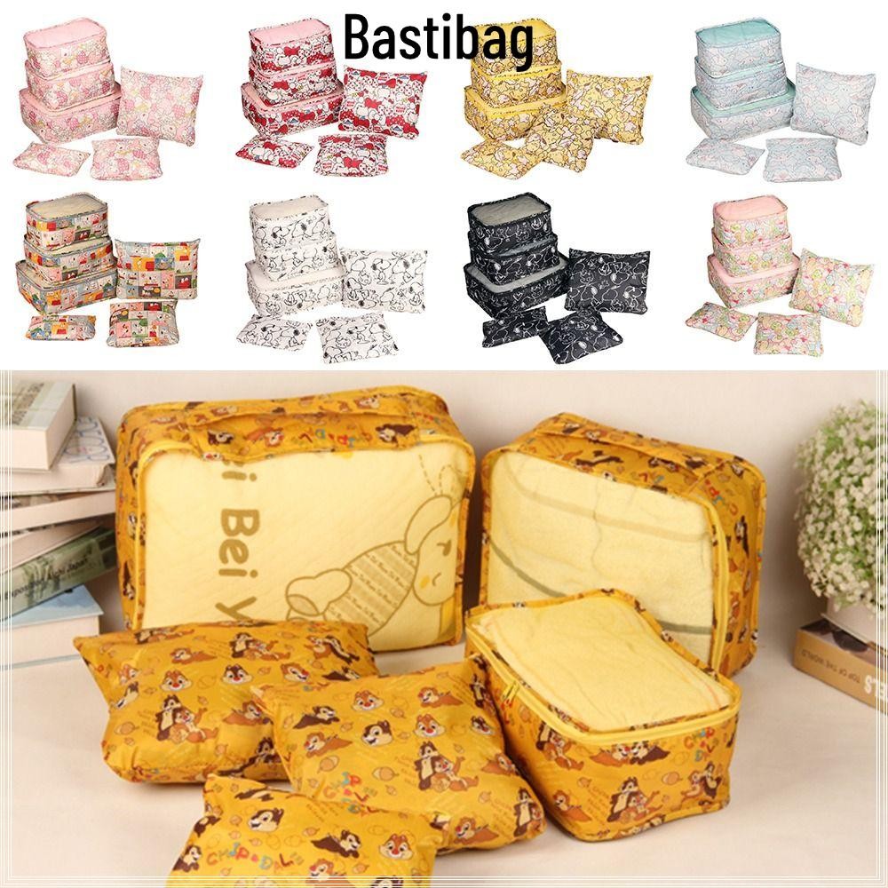 Bastibag 6 ชิ้นชุดกระเป๋า, การ์ตูนหลากสีกระเป๋าเดินทาง, Creative กันน้ํา Visualized หน้าต่างพับเสื้อผ้า Sorting Bag Travel/Bussity Trip