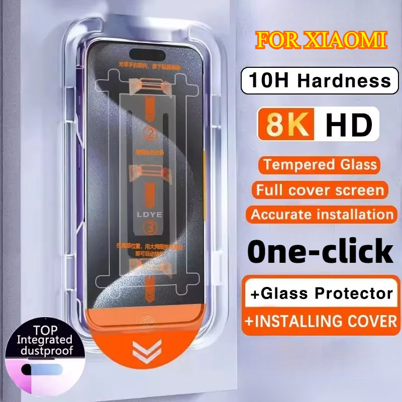 HD กระจกนิรภัยติดตั้งง่าย for Xiaomi Redmi 13C 12C 10C Note 13 11 12 14T 11T 12T 13T Pro 5G ติดตั้งง่าย ติดฟิล์มกันรอย