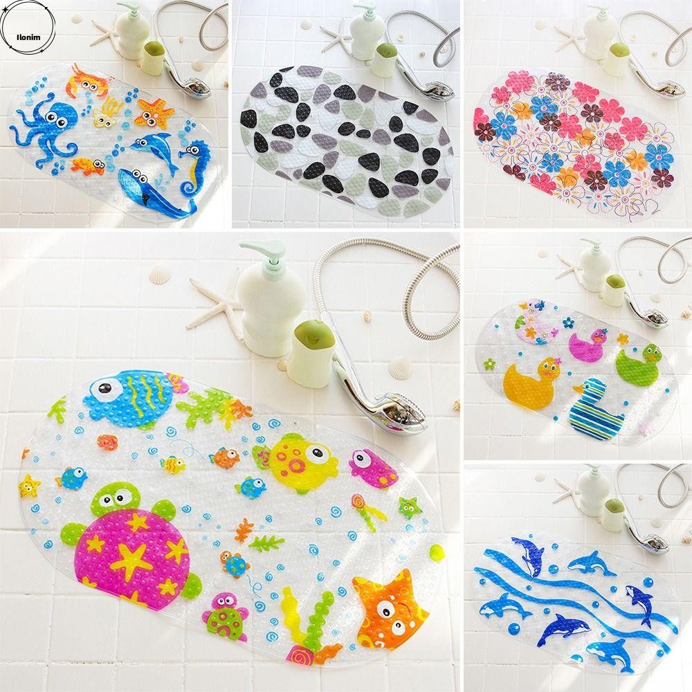 Ilonim เสื่ออาบน้ําแผ่นรองนวดการ์ตูนกันลื่นพร้อมเสื่ออ่างอาบน้ําแบบดูด