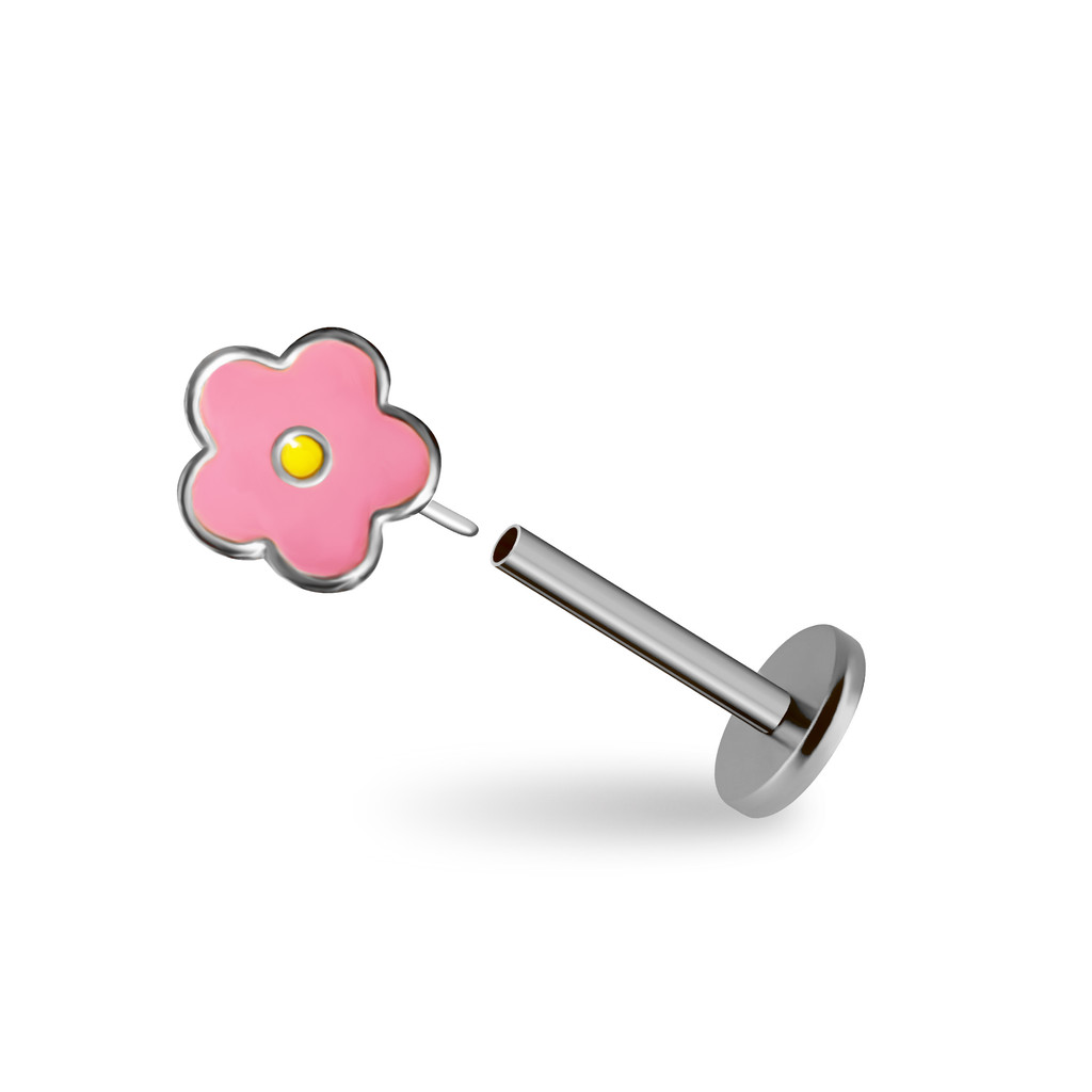 Pink Blossom Titanium Flatback Earring (1ชิ้น)