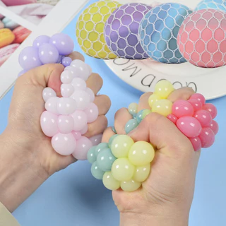 บอลบีบตาข่าย ลูกใหญ่ สีพาสเทล สีกากเพชร สีเดียว บอลบีบทะลัก ของเล่นคลายเคลียด สกุชชี่ Squishy