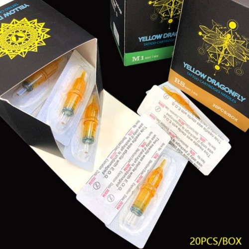 24ชั่วโมงการจัดส่ง10/20ชิ้นเข็มสักRL/RS/RM/M1 สีเหลืองdragonfly Tattooเครื่องมือสักซัพพลาย