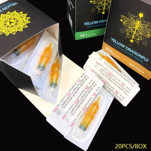 24ชั่วโมงการจัดส่ง10/20ชิ้นเข็มสักRL/RS/RM/M1 สีเหลืองdragonfly Tattooเครื่องมือสักซัพพลาย