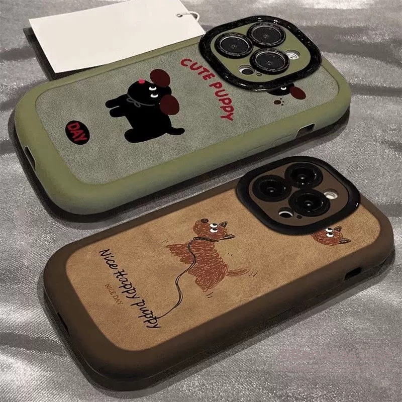 Iphone 16 15 14 13 12 11 Pro Max X Xr Xs Max 7 8 Plus SE2020 เคสโทรศัพท์น่ารักลูกสุนัขคู่ฝาครอบโทรศัพท์นุ่ม