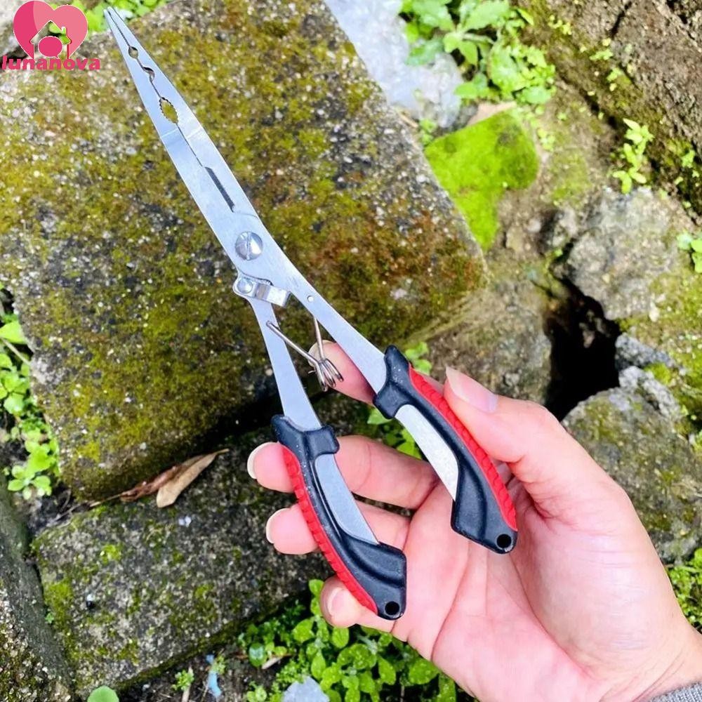 Lunanova คีมตกปลา, ตัดสายพร้อมที่จับยางคีมปากปลา Hook, คีมสแตนเลส Multi-functional Long-billed สแตนเลสตกปลาผูกตะขอคีมเครื่องมือตกปลา – โปรปัง