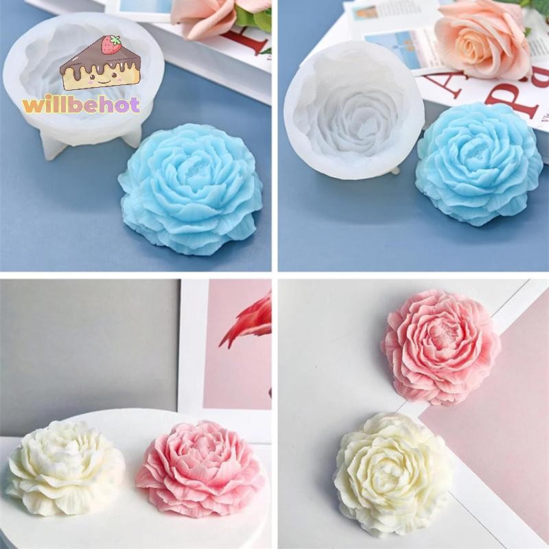 [WillbehotT] 3d Peony เทียนแม่พิมพ์ซิลิโคน DIY บรรเทาดอกไม้สบู่เรซิ่นพลาสเตอร์ Mould ตกแต่งบ้านช็อคโกแลตเค้กน้ําแข็งเบเกอรี่ทําเครื่องมือของขวัญ [ใหม่]