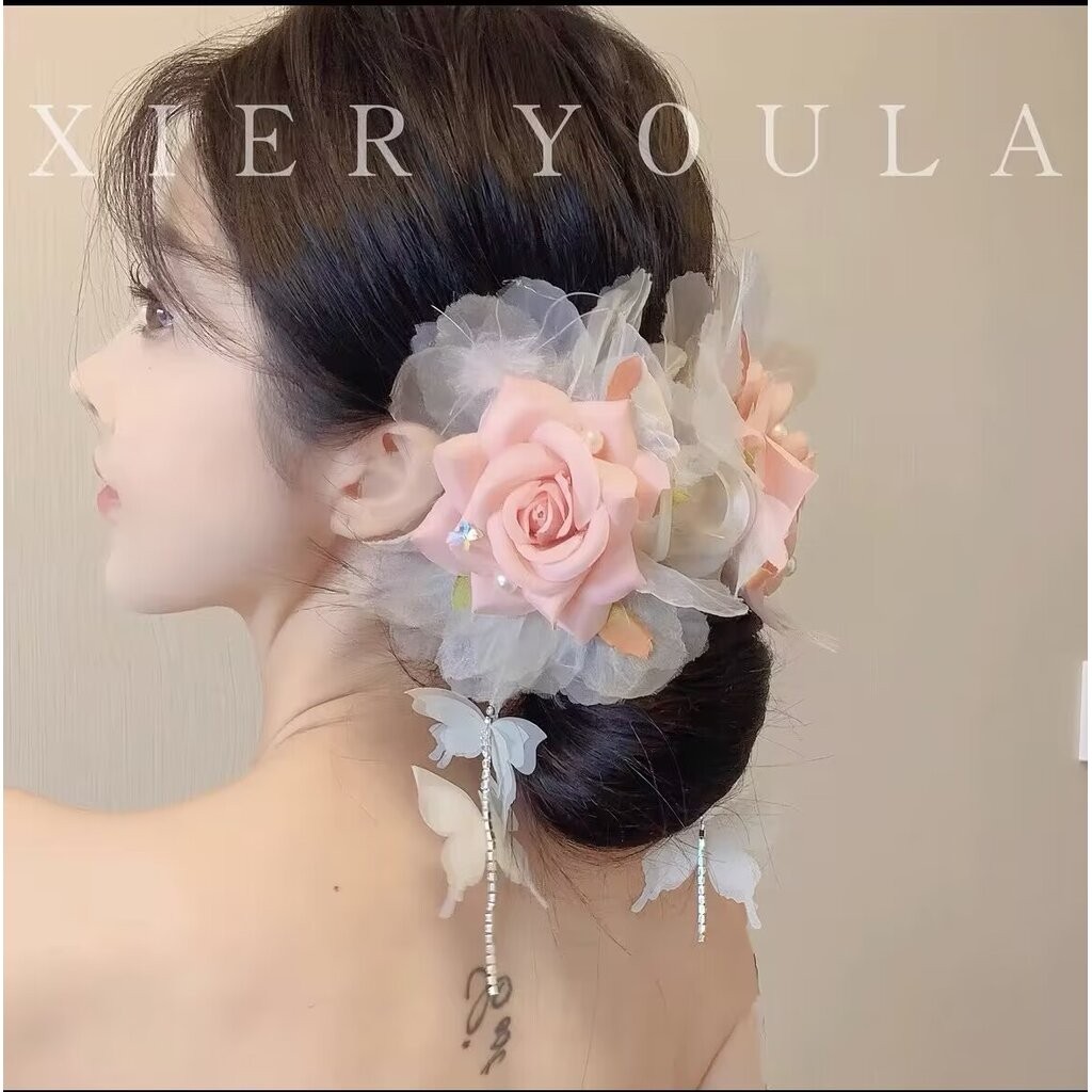 MYPINK ที่หนีบผม ดอกกุหลาบ สีหวาน แฟชั่นกิ๊บ ติดผม