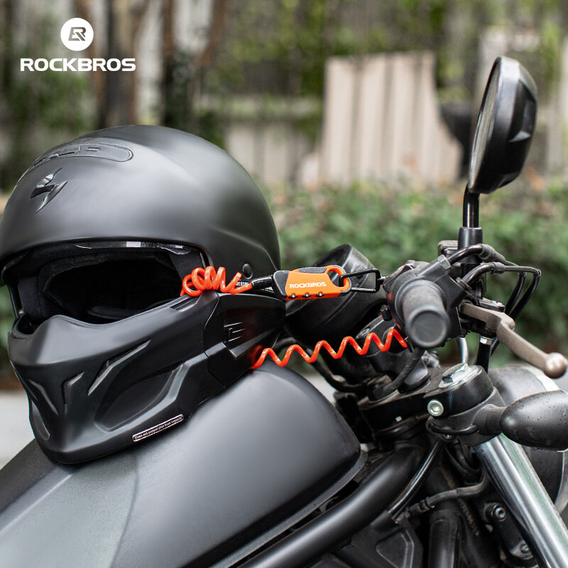 ร็อคโบรส์ รถจักรยานยนต์แบบพกพาหมวกกันน็อครหัสผ่านล็อค120ซม.โลหะผสมทนทานจักรยานถน