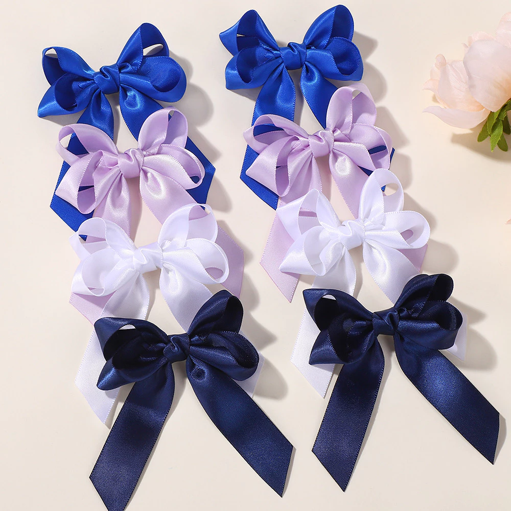 2 ชิ้น/ล็อตคราบ Bowknot กิ๊บติดผมสําหรับสาวสีทึบริบบิ้น Bows Hairpins Hairgripe เด็ก Boutique ผู้หญิงอุปกรณ์เสริมผม