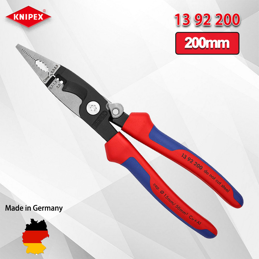 Knipex 1392200 คีมติดตั้งไฟฟ้าคีมตัดคีมมัลติฟังก์ชั่สําหรับปอกและลวดจีบ