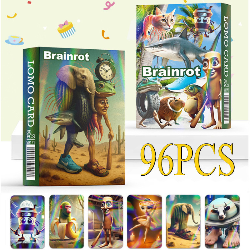 แฟลชการ์ด Brainrot Toy Tung Tung Sahur Photocard Lomo Card Games พร้อมสติ๊กเกอร์
