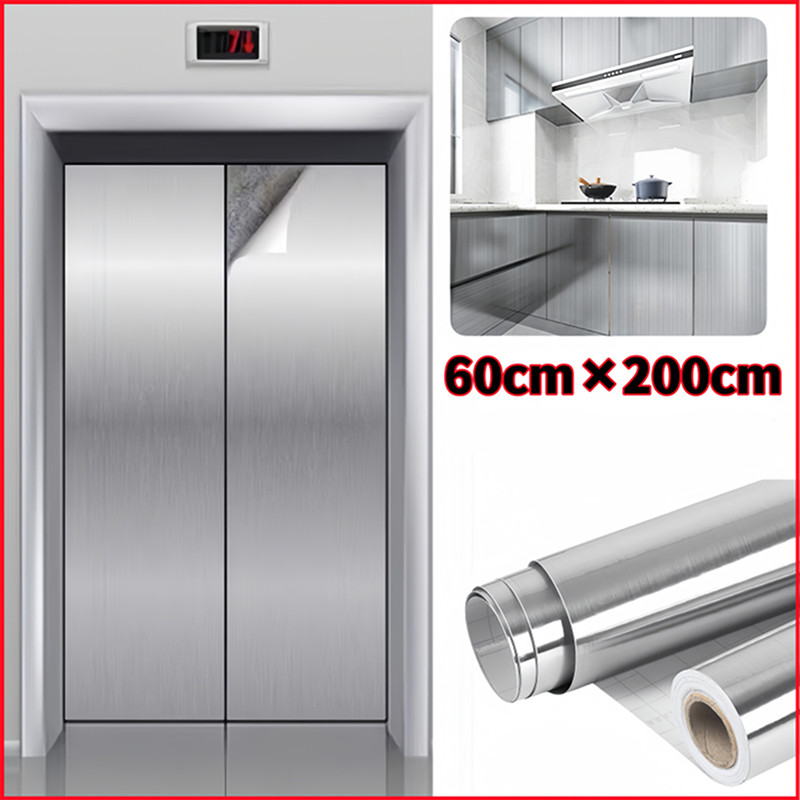[สติกเกอร์กระจกขัดเงา] ฟิล์มโลหะมีกาวในตัว 60×200 ซม. สติกเกอร์โลหะหนา กันน้ำ กันสนิม ติดประตูลิฟต์ ตู้เย็น ฟิล์มป้องกันตกแต่ง