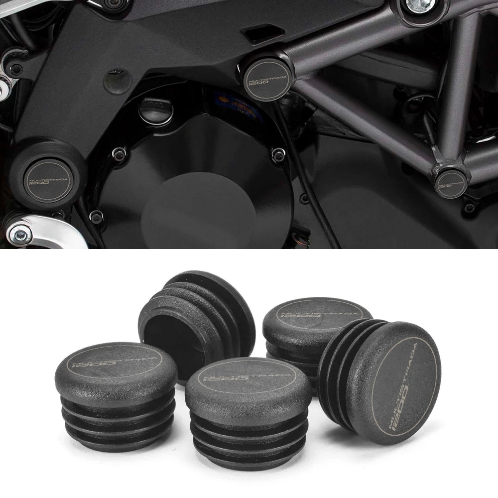 อุปกรณ์เสริมรถจักรยานยนต์กรอบ End Caps กรอบฝาครอบปลั๊กตกแต่งสําหรับ Ducati Multistrada 1200 S 2010 - 2014 2013 2012