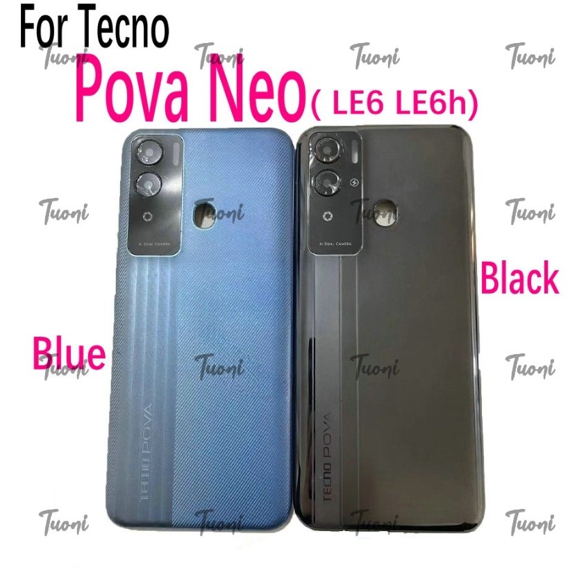 ฝาหลังแบตเตอรี่สําหรับ Tecno Pova Neo LE6 LE6h ด้านหลังกระจกด้านหลังกระจกเลนส์กล้องกระจก