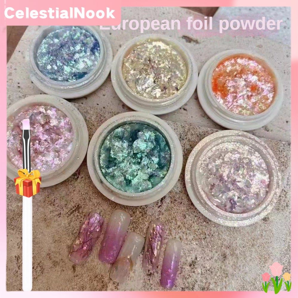 [ของขวัญ] mcmann Nail Art Opal Powder Sequin Aurora Brocade Powder Fairy Fantasy Color Sequin Nail D
