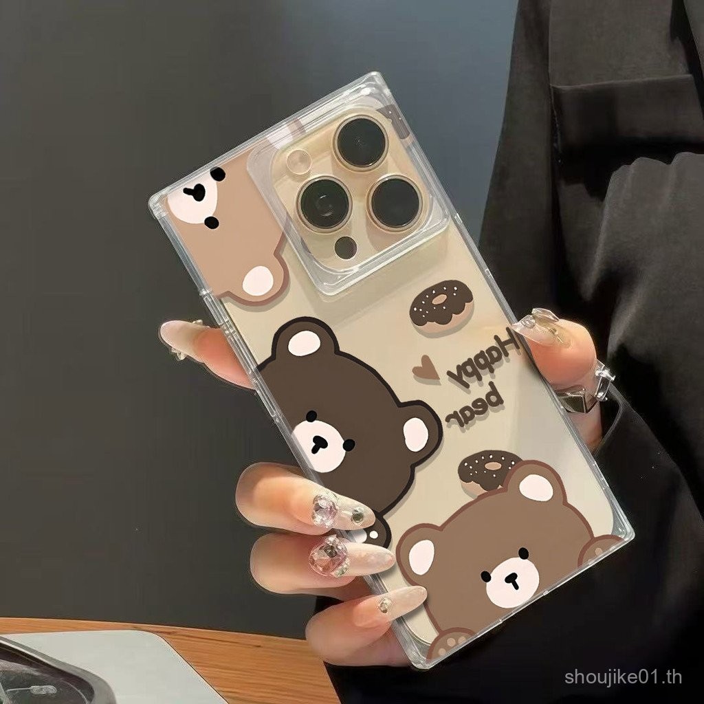 Donut หมีน่ารัก Ice Crystal Blocks สําหรับ iphone 16 14 13 15 12 11 14PROMAX 12PROMAX 16PLUS 13PRO 14PRO XR XSMAX เคสโทรศัพท์ high-end การ์ตูน GNBJ