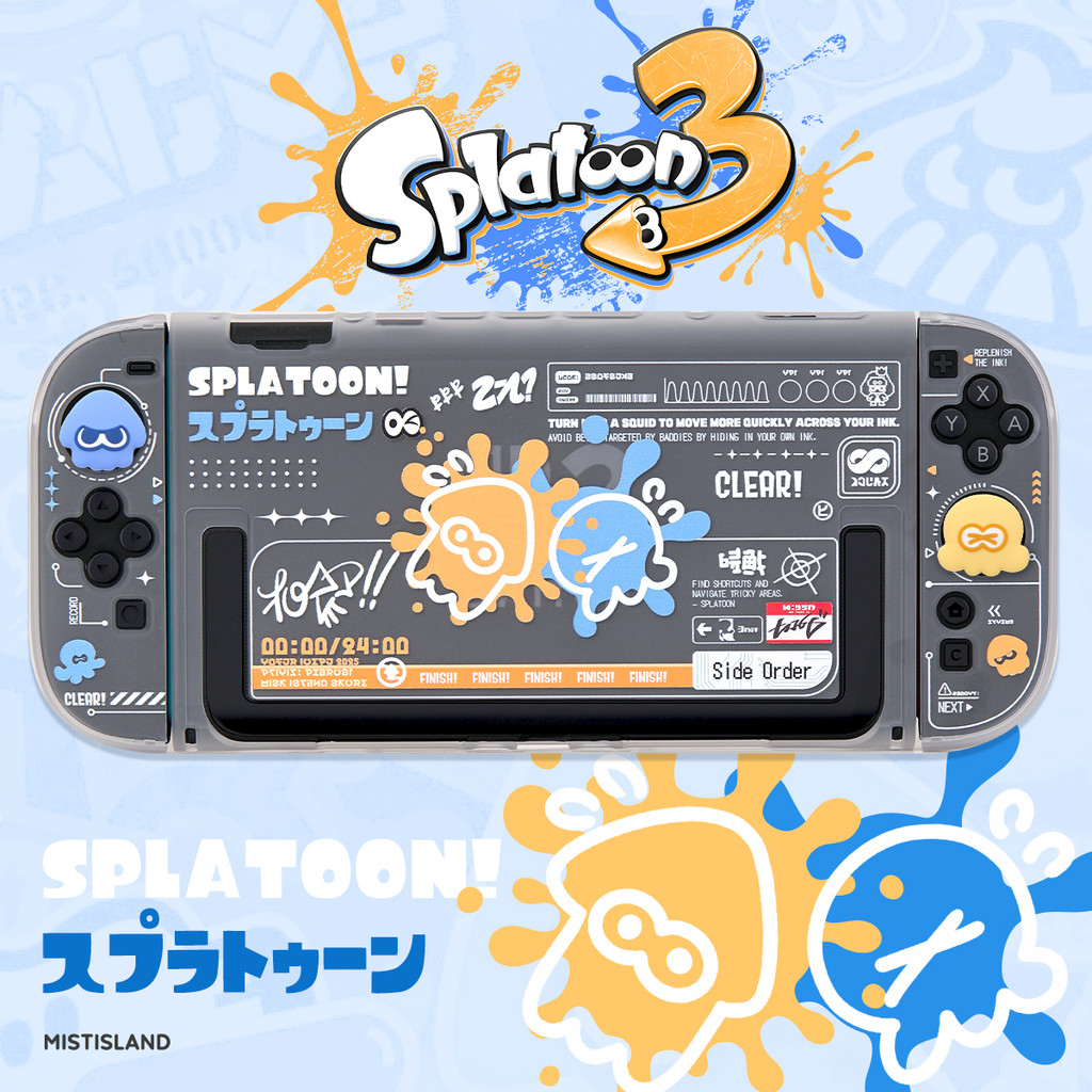 Splatoon 3-themed กึ่งโปร่งใส Frosted Hard เคสสําหรับ Nintendo Switch 2 (2025)