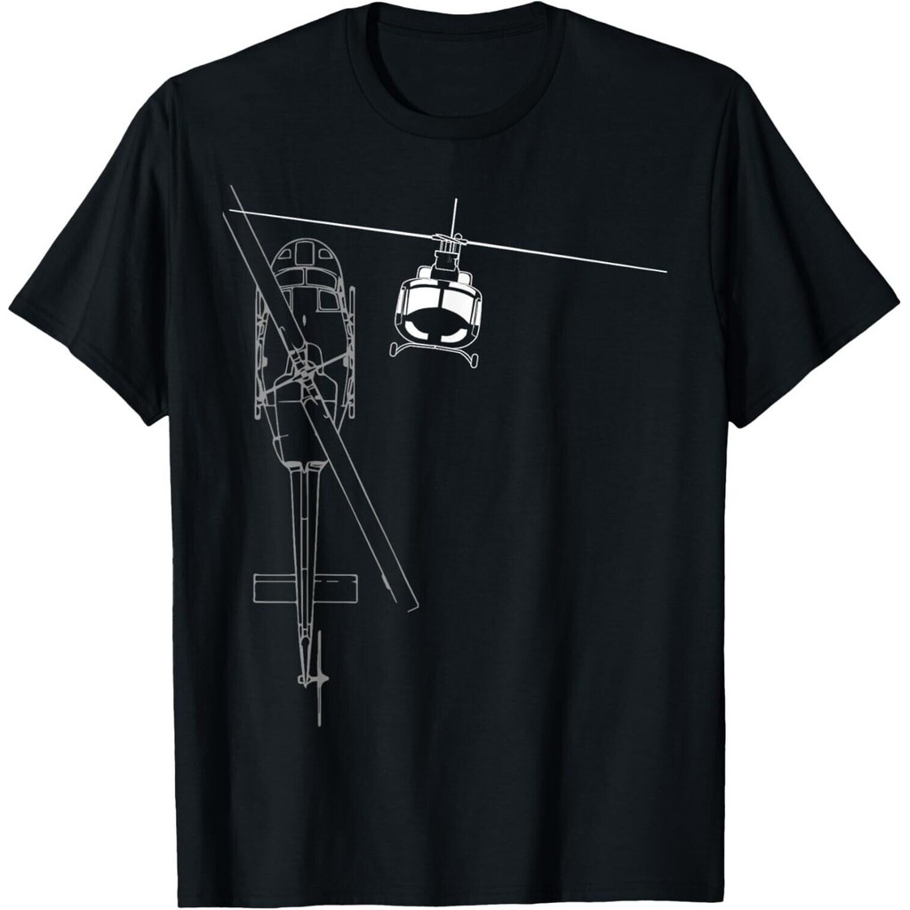 Uh-1 Huey Helicopter Line Art Tee เสื้อเสื้อยืด Unisex