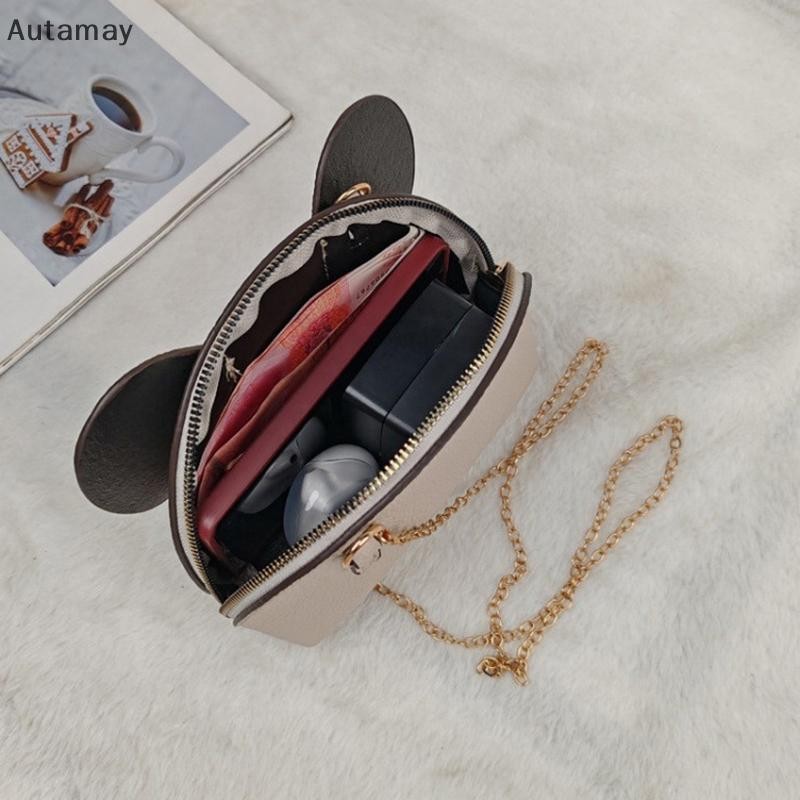 Autamay แฟชั่นเกาหลีใหม่สีทึบ PU หนังกระเป๋าโทรศัพท์ Mini Elephant Crossbody กระเป๋าสุภาพสตรีน่ารักกระเป๋าลําลองสําหรับผู้หญิงใหม่