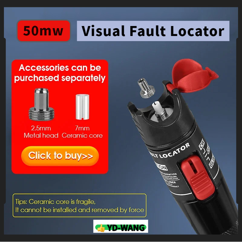 50MW FTTH เครื่องทดสอบไฟเบอร์ออปติกปากกาเลเซอร์สีแดง FiberLight 50KM Visual Fault Locator เครื่องทดสอบสายเคเบิลออปติคัล