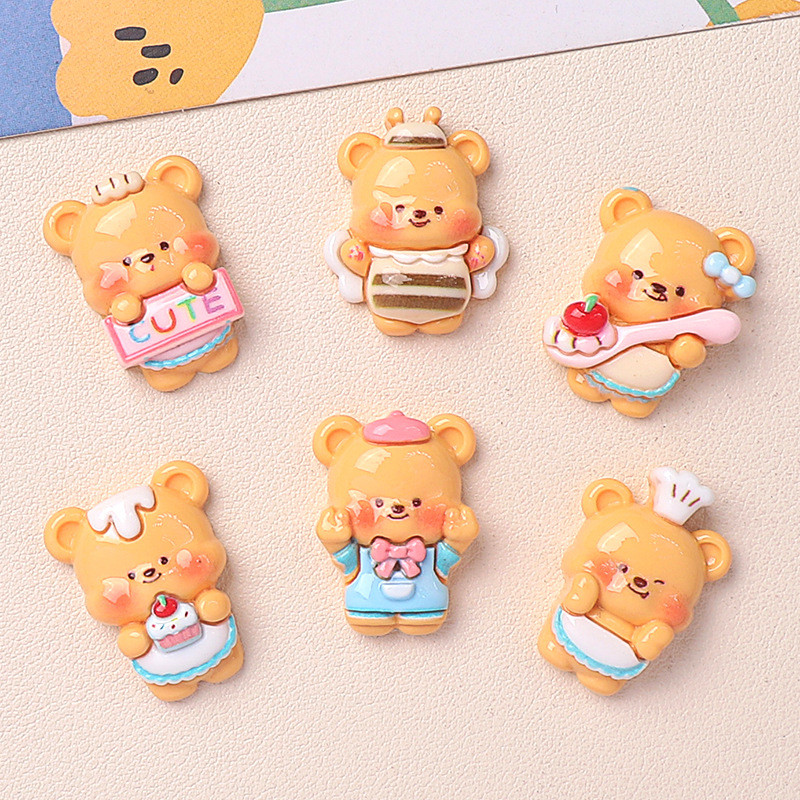 การ์ตูนสดใสครัวหมี DIY อุปกรณ์เรซินเครื่องประดับกิ๊บติดผมแฮนด์เมดเคสโทรศัพท์แก้วน้ำเครื่องประดับศีรษะขายส่ง