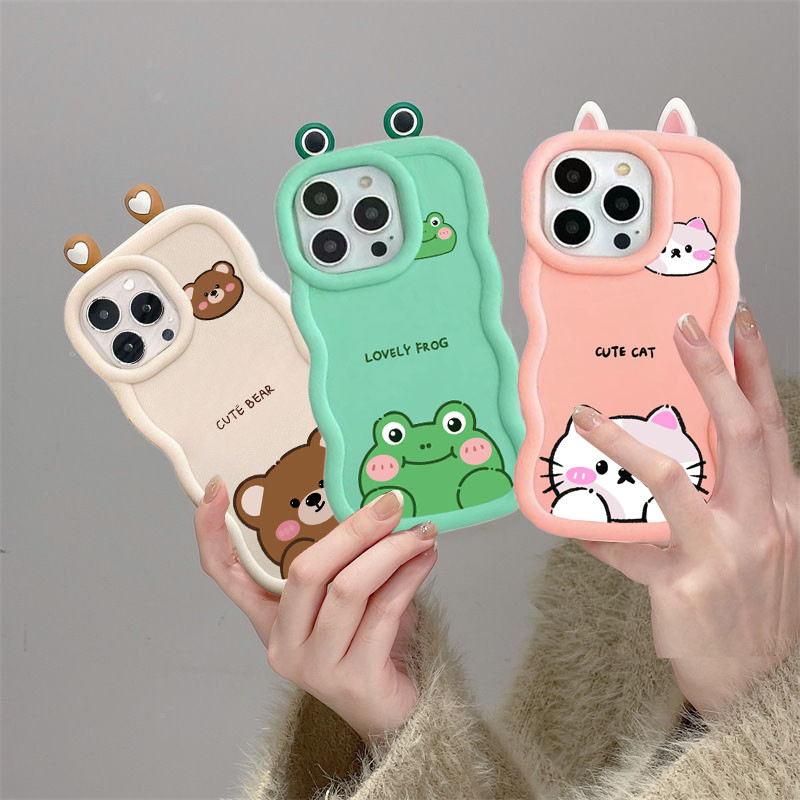 ปลอกสําหรับ RENO 12F 11F 12 11 5G 10 PRO 8T 2F 2Z OPPO A3 PRO 5G A1K การ์ตูนน่ารัก 3D หมีกระต่ายน่าเ