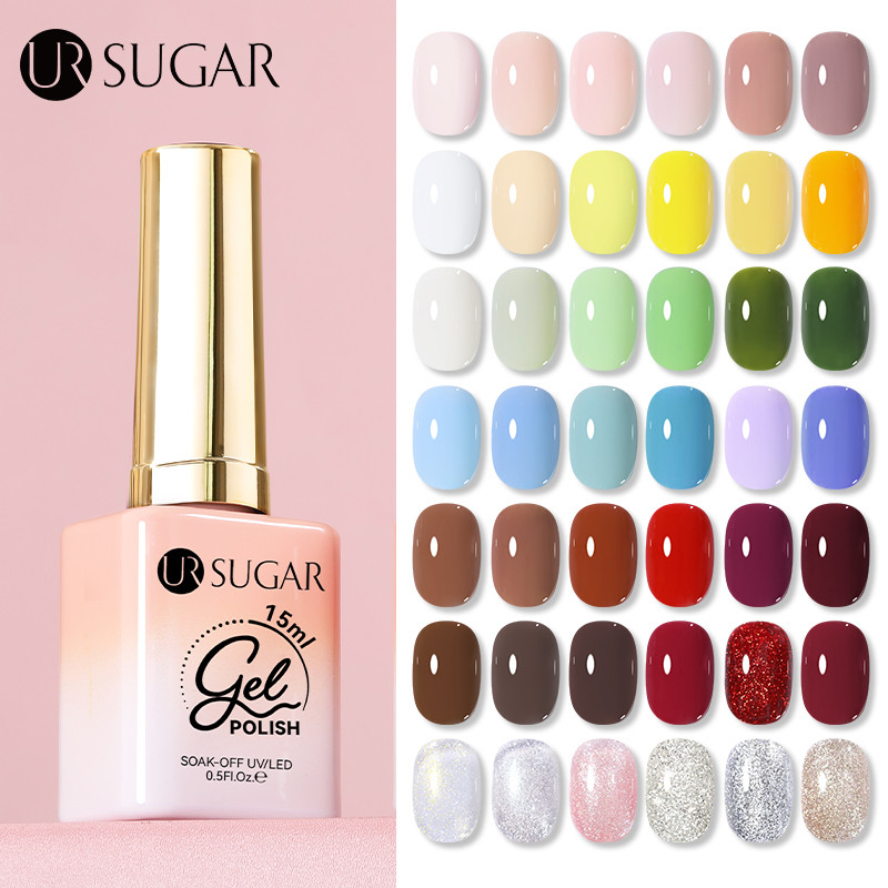 【Local】15ml UR SUGAR 80 สีเจลทาเล็บ Cherry Black and White Nail Art Gel สําหรับร้านทําเล็บ