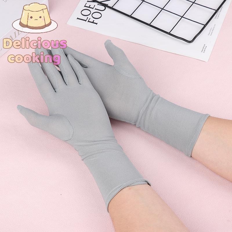 [ทําอาหารแสนอร่อย] 1 คู่ถุงมือถุงมือขับรถยืดผู้หญิงป้องกันรังสียูวีกลางยาวถุงมือระบายอากาศสําหรับฤดูใบไม้ผลิฤดูร้อนบางถุงมือ [ใหม่] - รูปที่ 2