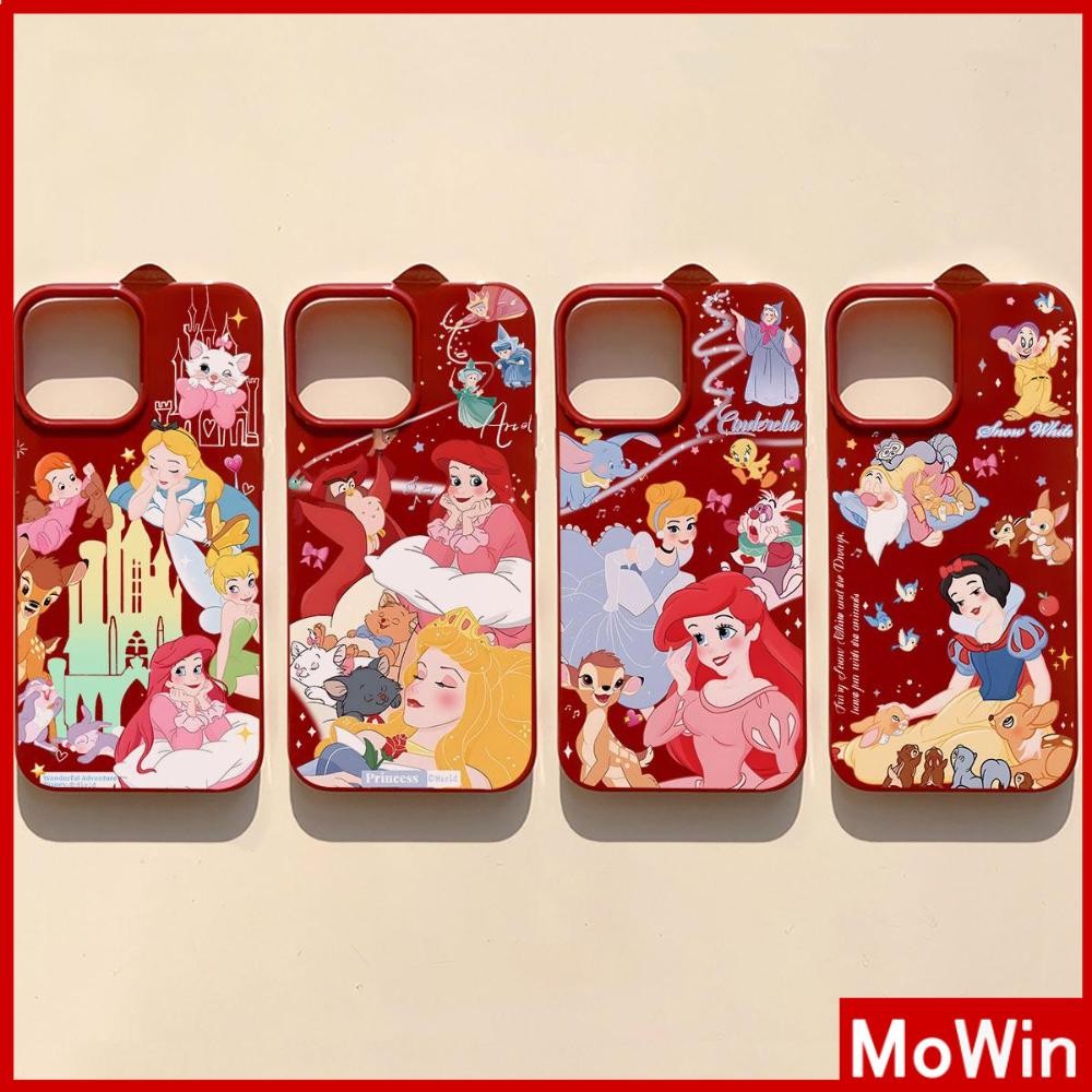 Mowin - เคส iPhone 16 Pro max สีแดง เคส TPU นิ่มเงา กันกระแทก ป้องกันกล้อง เจ้าหญิงแสนน่ารักและสวยงาม Compatible With iPhone15 14 13 12Pro Max 11 XR XS Max 7 8Plus