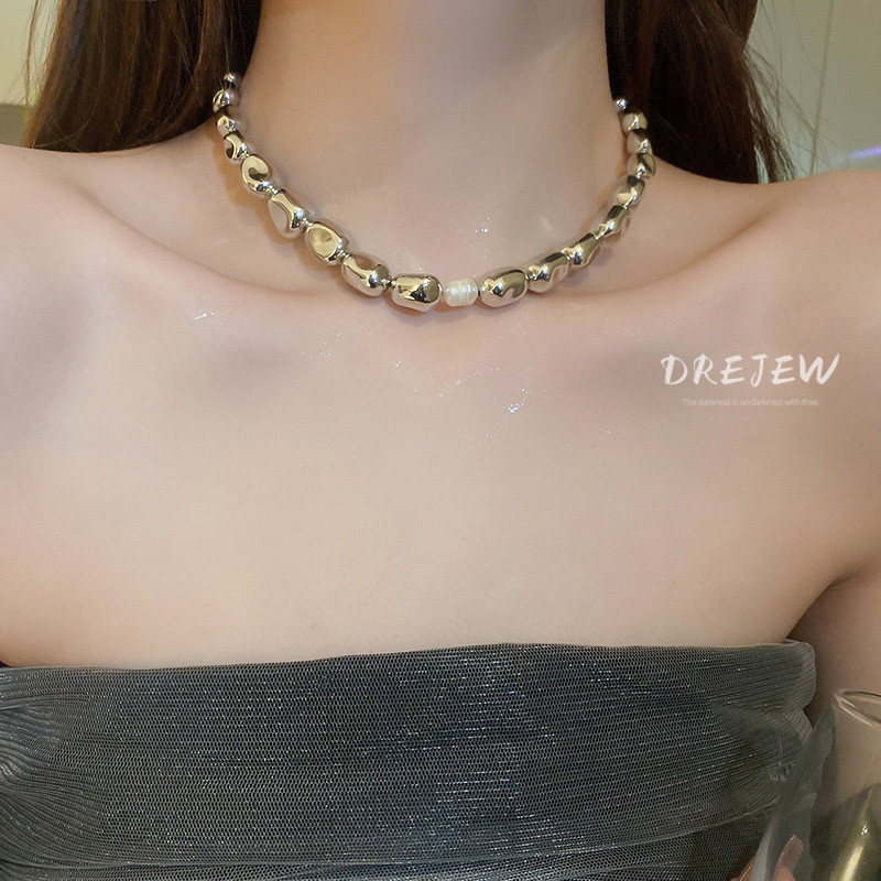 เดรช โลหะใหม่ของเกาหลีใต้โอ้อวดชนกลุ่มน้อยเค้นคอเครื่องประดับแฟชั่นทั้งหมดลูกปัดสร้อยคออารมณ์ที่เรียบง่ายผู้หญิง - รูปที่ 6