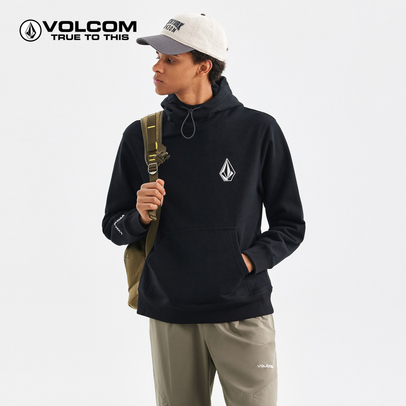 Volcom เสื้อกันหนาวมีฮู้ดสําหรับเล่นกีฬาพักผ่อนกลางแจ้งใหม่เสื้อกันหนาวหมวกเรียบง่าย 110