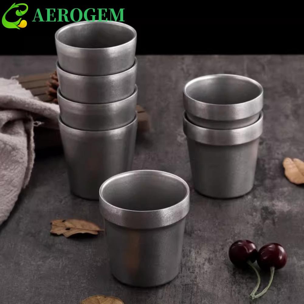 Aerogem แก้วกาแฟ, ถ้วยสแตนเลสป้องกันการล่มสลายแบบพกพา, Drinkware Handleless Simple Double-Wall Water Cup Travel