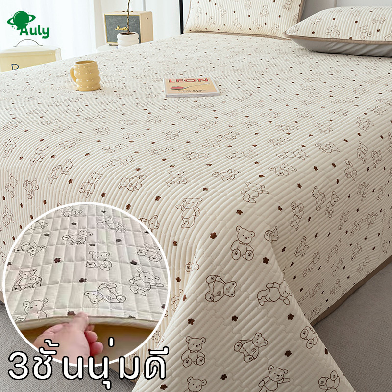 ผ้าปูที่นอน หนา3ชั้น6.5ฟุต  ผ้าคลุมเตียงผ้าฝ้ายระบายอากาศได้ดี  กันฝุ่น ระบายอากาศ ลายการ์ตูน