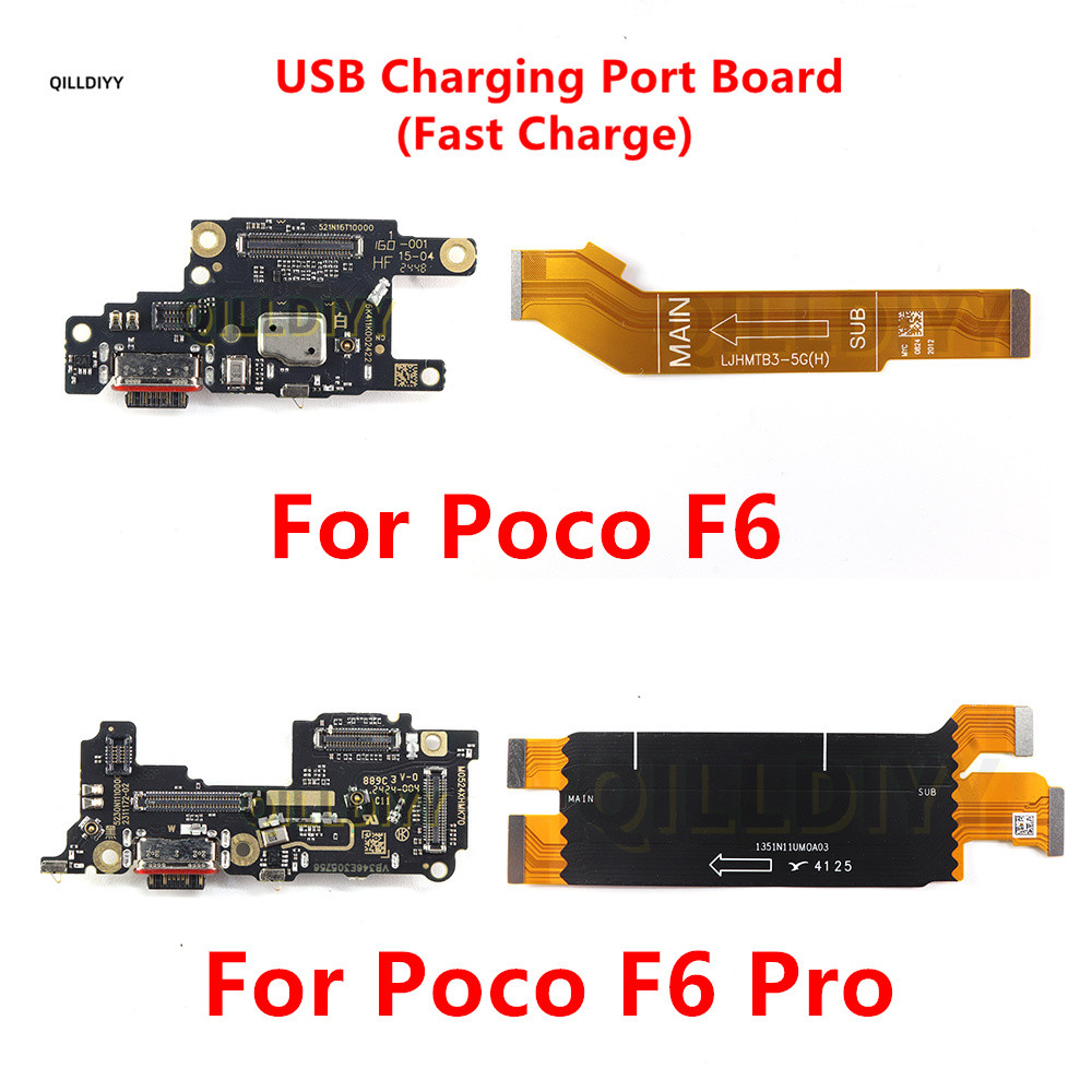 สําหรับ Xiaomi Poco F6 Pro Dock Connector USB Type-C Charger Fast ชาร์จพอร์ตเมนบอร์ด Flex Cable Board 90W 120W เปลี่ยน