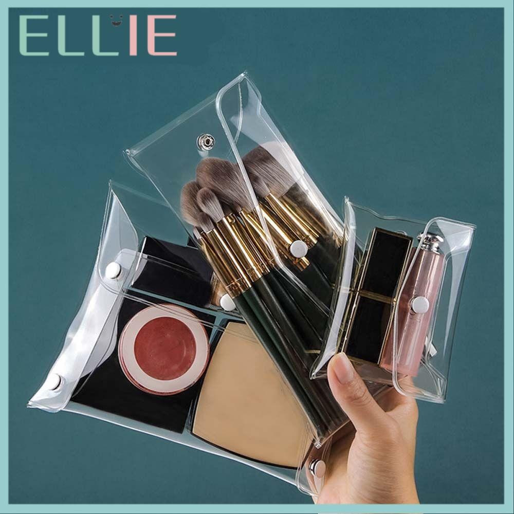 Ellie กระเป๋าใส่อุปกรณ์อาบน้ํา, กระเป๋าเครื่องสําอาง PVC เปิดง่าย, กระเป๋าแต่งหน้าใสแบบพกพาอเนกประสงค์ Home/Travel