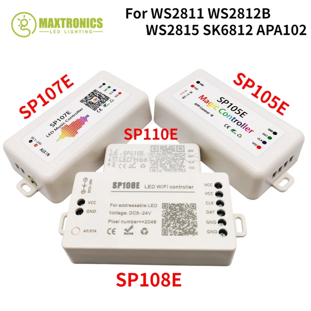 เพลง SP107E SP601E Controller DC5V-24V บลูทูธ SP105E SP110E WIFI SP108E SP501E สําหรับ WS2811 WS2812