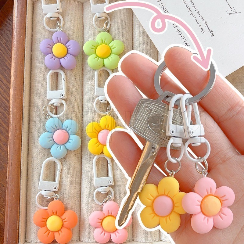 [โดดเด่น] เสน่ห์พวงกุญแจดอกไม้สีสันสดใส - จี้ตกแต่งกระเป๋า ทําเอง - กุญแจรถแขวนเครื่องประดับ - เครื่องประดับแฟชั่น - พวงกุญแจดอกไม้เรซิน - เด็กวั