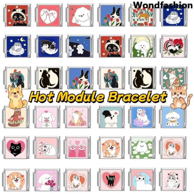แมวสุนัขสัตว์เลี้ยงชุดอิตาเลี่ยน Charm สร้อยข้อมือ Fit 9 มม.สร้อยข้อมือสแตนเลส DIY เครื่องประดับทําอุปกรณ์เสริม Retro บุคลิกภาพโมดูลสร้อยข้อมืออุปกรณ์เสริม