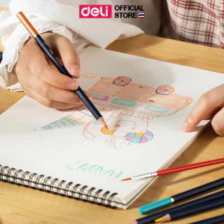 ดินสอสีไม้ระบายน้ำ Deli Finenolo กล่องเหล็ก 24/36/48/72 สี สีสด งานศิลปะ Colored Pencil