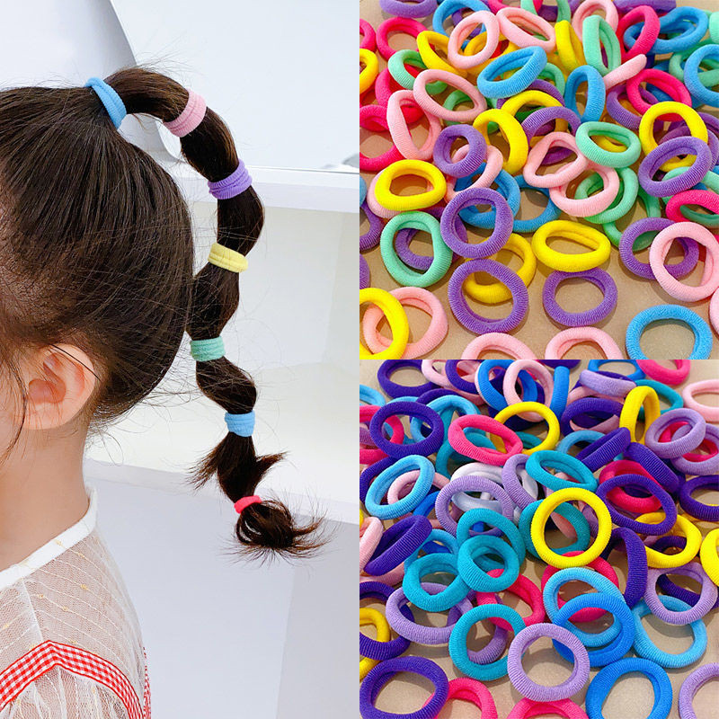 Rubuyou 100ชิ้น เซต ยางรัดผม สําหรับเด็ก แฟชั่นเกาหลี ที่เรียบง่าย หางม้า ยืดหยุ่นสูง ยางรัดผม เด็กผู้หญิง เครื่องประดับ